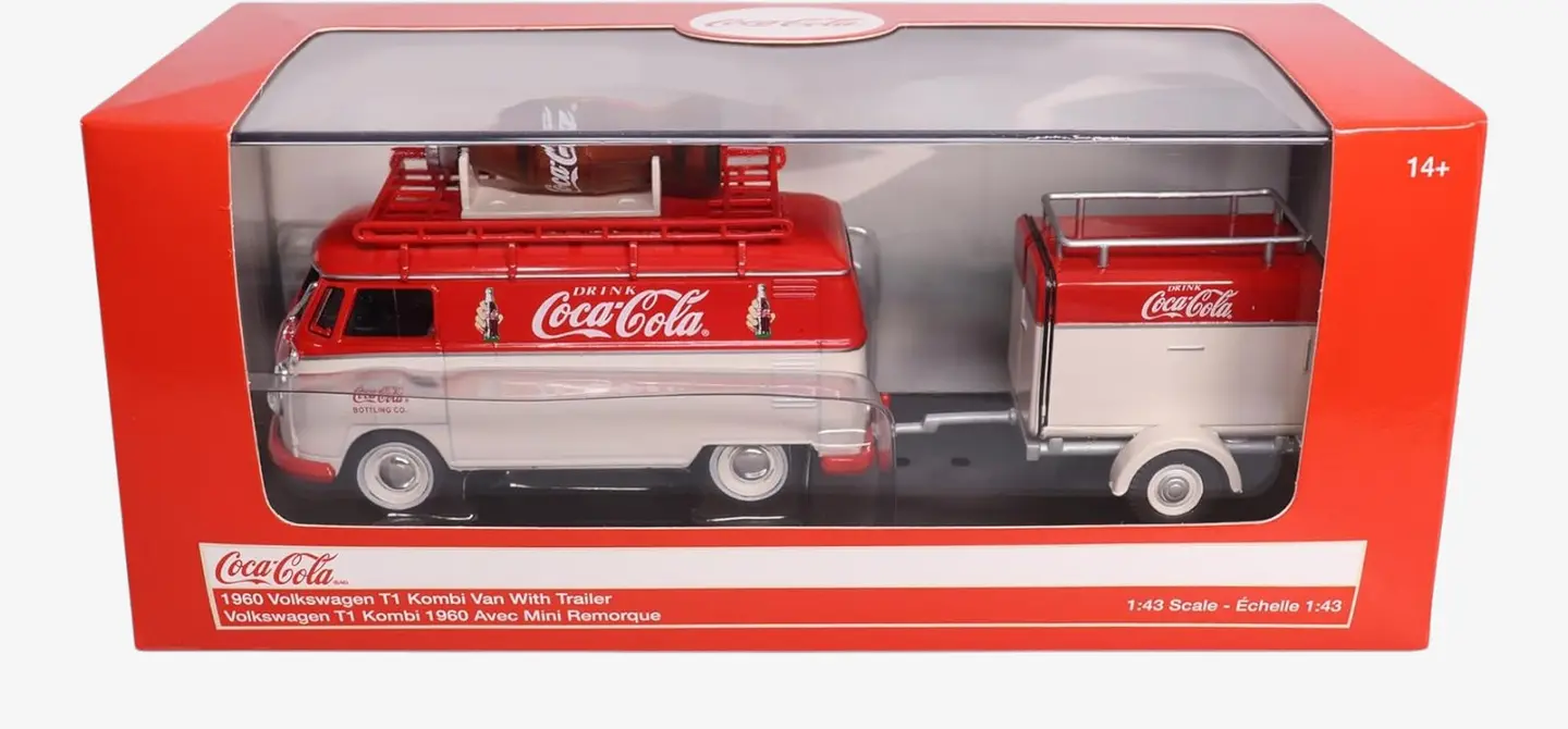 Машинка литая коллекционная модель по лицензии Coca-Cola 1960 VW T1 Kombi Van with Trailer — 4