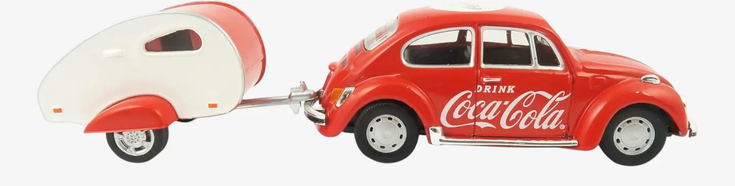Машинка литая коллекционная с прицепом Die-сast модель по лицензии Coca-Cola 1967 Volkswagen Beetle  — 2