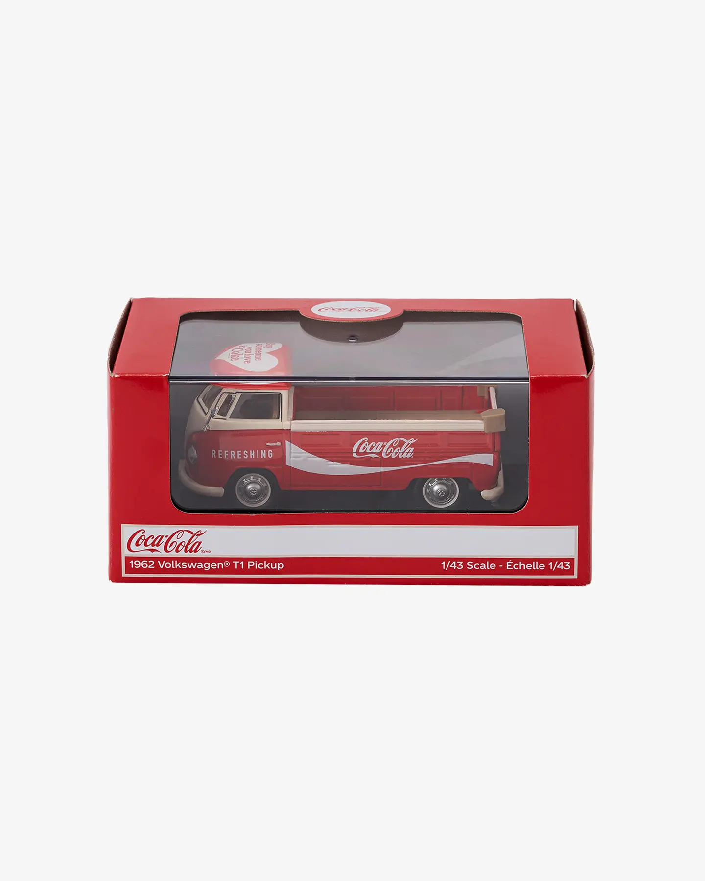Машинка литая коллекционная Die-сast модель по лицензии Coca-Cola 1962 Volkswagen T1 Pickup, масштаб — 5